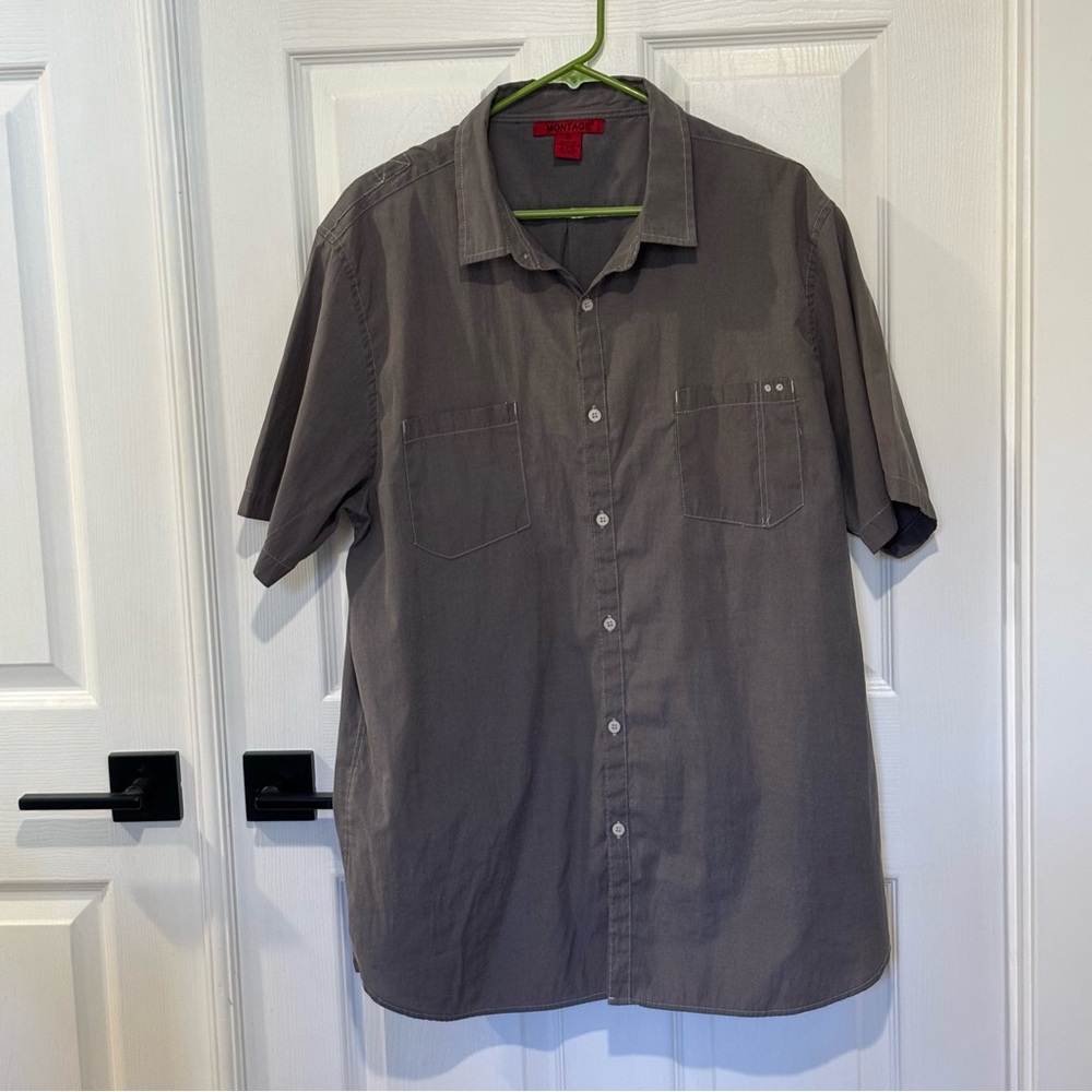 Montage‎ Men’s Gray Short Sleeve Lightweight Button Up Double Pocket SIZE XXL